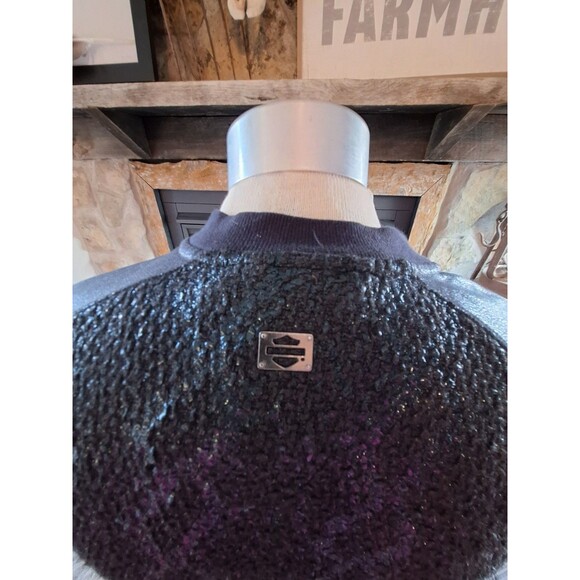 HARLEY DAVIDSON Women’s‎ Coated Foil Metallic Faux Leather Bomber Jacket Large - Picture 2 of 10